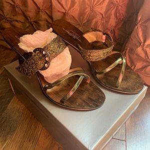 Olive green slip on heel